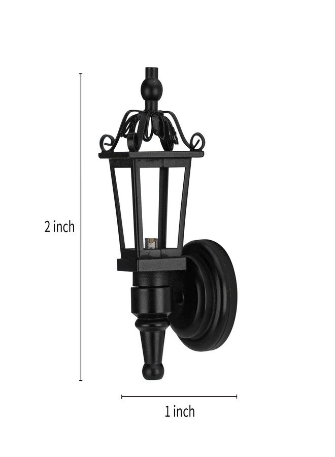 Waldosia 2PCS 1:12 Scale Miniature LED Coach Lamps - Black Nickel Wall Flickering Lanterns for Dollhouse Lighting, Booknook or Dioramas - Image 3